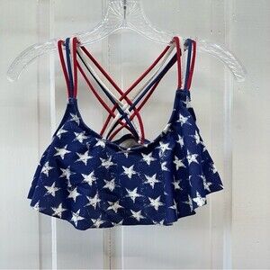 America stars and stripes red‎ white and blue bikini top women's small.
